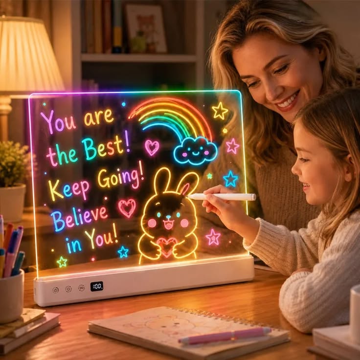 LED Writing Board with 7 Neon Markers