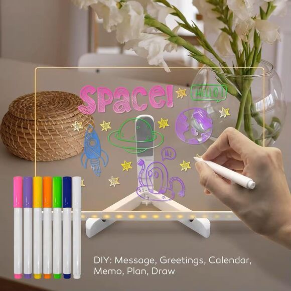 LED Writing Board with 7 Neon Markers