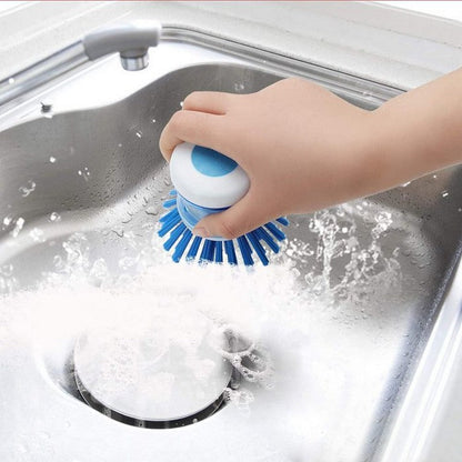 Soap Dispensing Dish Brush – Auto-Release Soap | Soft Bristles | Kitchen Sink Cleaner