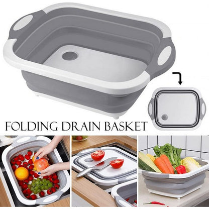 Foldable 6-in-1 Chopping Board – Built-In Strainer | Drain Funnel | Space Saving Kitchen Tool