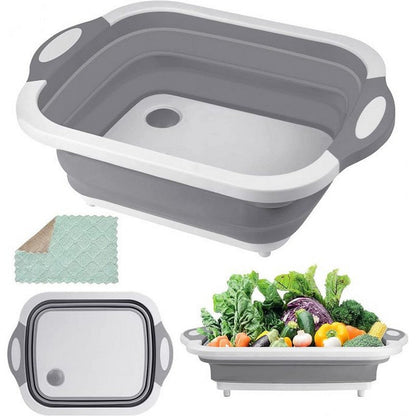 Foldable 6-in-1 Chopping Board – Built-In Strainer | Drain Funnel | Space Saving Kitchen Tool