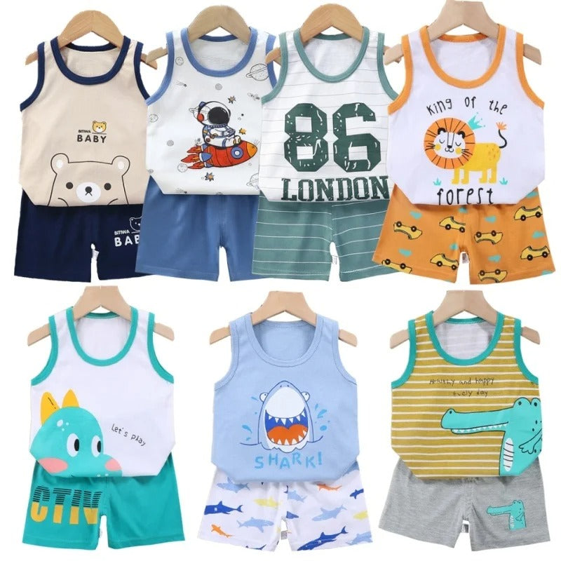 Cartoon Lion Kids 2-Piece Summer Set – Vest & Shorts