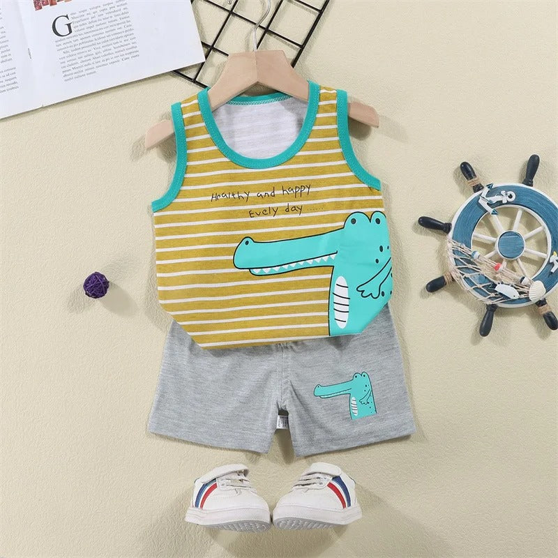 Cartoon Lion Kids 2-Piece Summer Set – Vest & Shorts