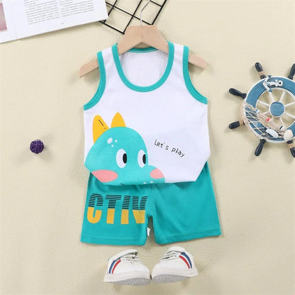 Cartoon Lion Kids 2-Piece Summer Set – Vest & Shorts
