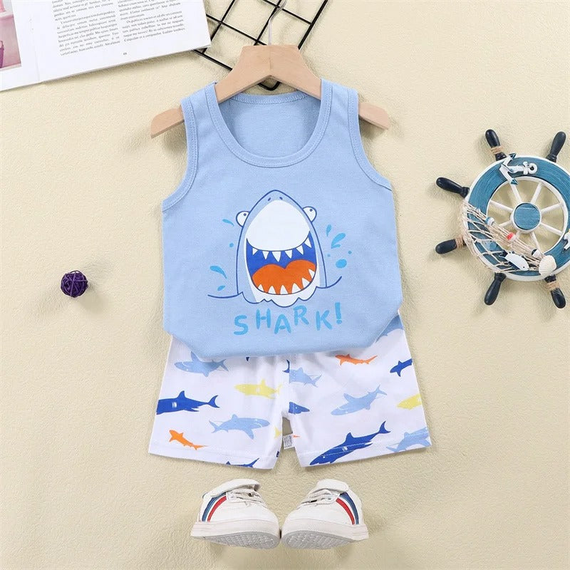 Cartoon Lion Kids 2-Piece Summer Set – Vest & Shorts