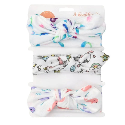🎀 3 Pcs Baby Girl Headband Set – Soft Cotton Hair Bands