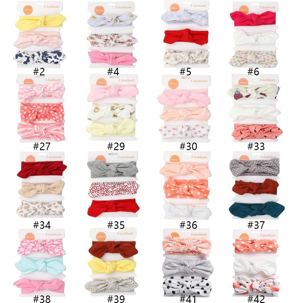 🎀 3 Pcs Baby Girl Headband Set – Soft Cotton Hair Bands