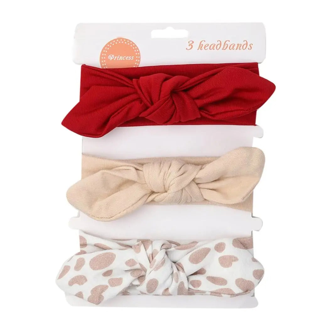 🎀 3 Pcs Baby Girl Headband Set – Soft Cotton Hair Bands
