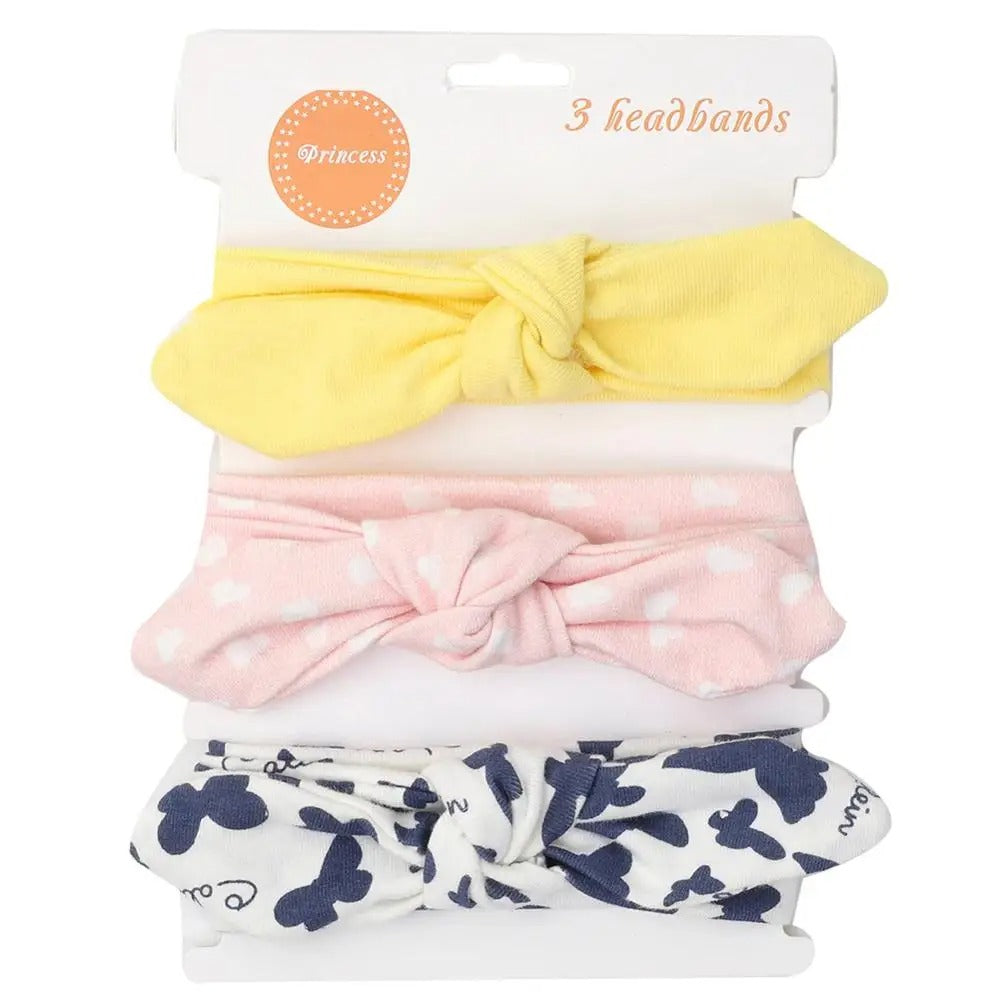 🎀 3 Pcs Baby Girl Headband Set – Soft Cotton Hair Bands