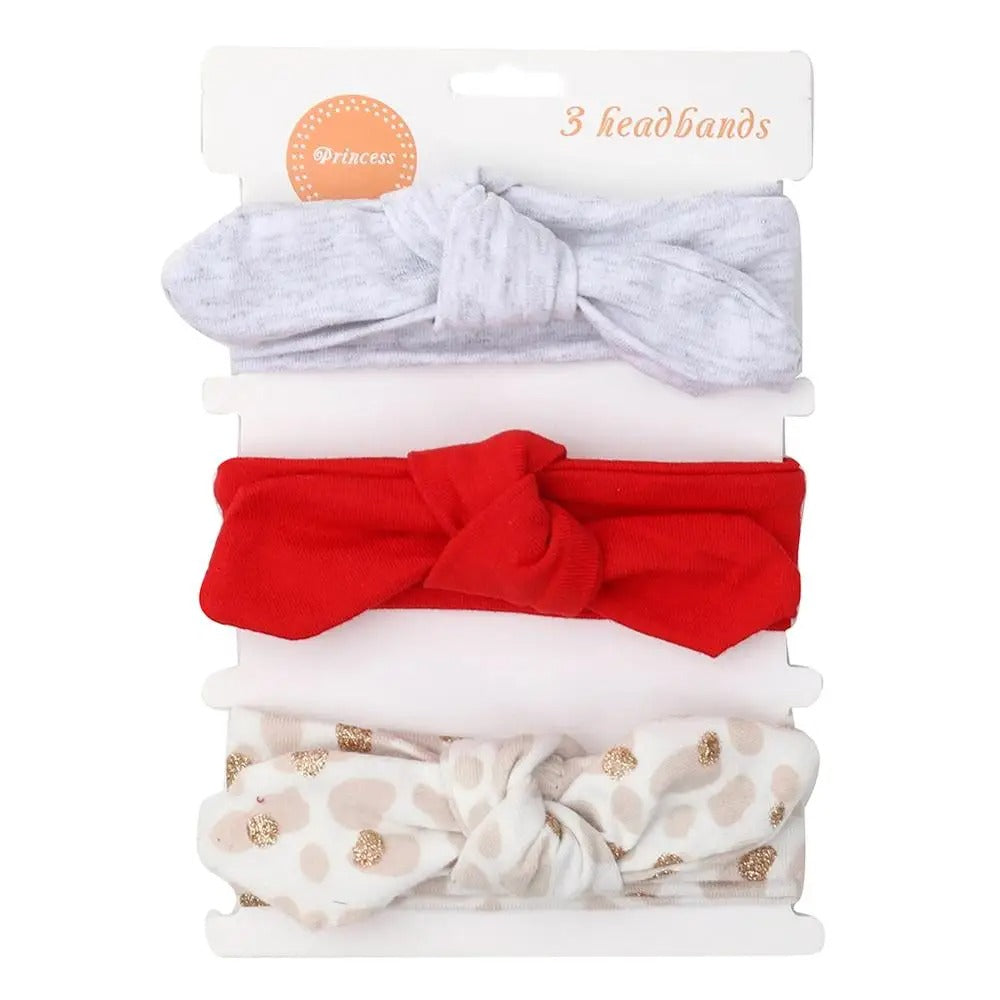 🎀 3 Pcs Baby Girl Headband Set – Soft Cotton Hair Bands