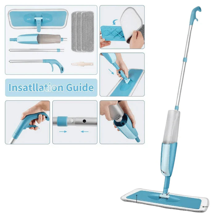 360° Spray Mop with Microfiber Pad – Hands-Free Wringing | Refillable Tank | No Bucket Needed