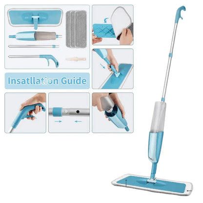 360° Spray Mop with Microfiber Pad – Hands-Free Wringing | Refillable Tank | No Bucket Needed
