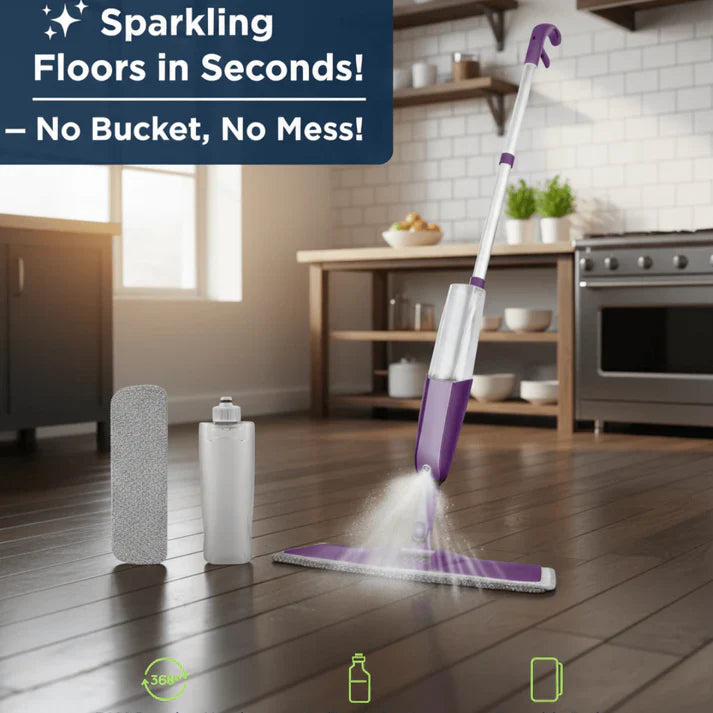 360° Spray Mop with Microfiber Pad – Hands-Free Wringing | Refillable Tank | No Bucket Needed